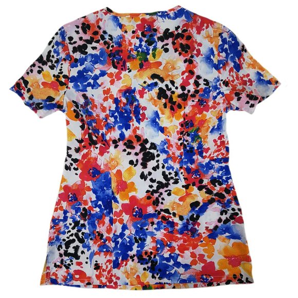 Cherokee Scrub Top CK646-FLPU Flower Punch - Picture 2 of 6